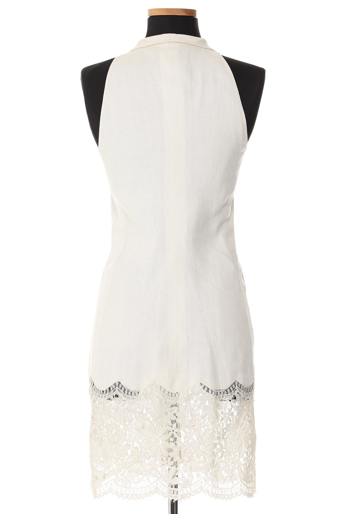 Valentino White Linen Dress With Lace Hem & Matching Vest Vintage Grace Valentino White Linen Dress With Lace Hem & Matching Vest Vintage Grace