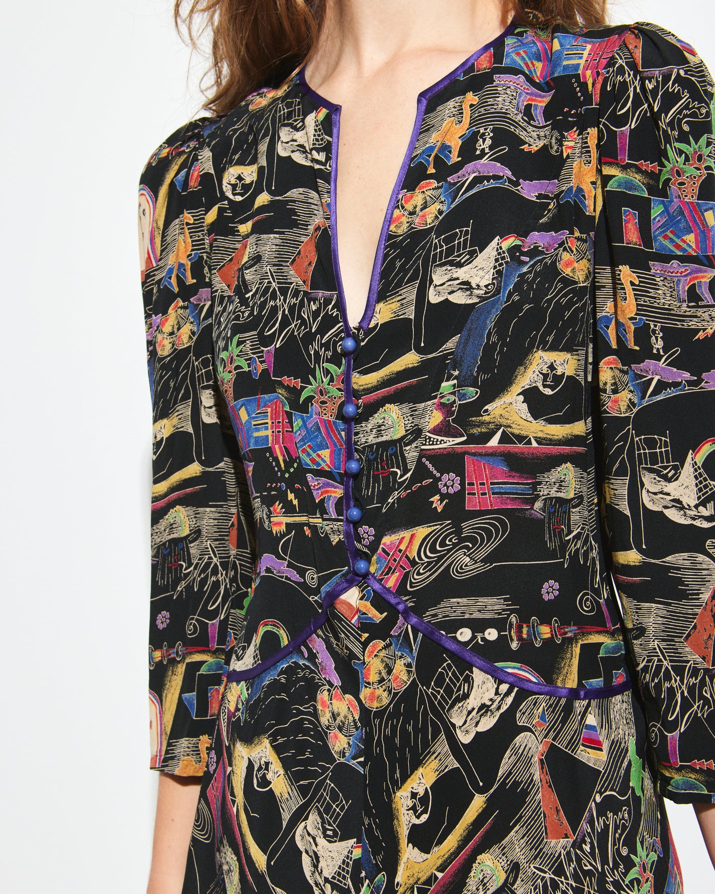 Emanuel Ungaro 1970s Silk Dress with Matching Vest