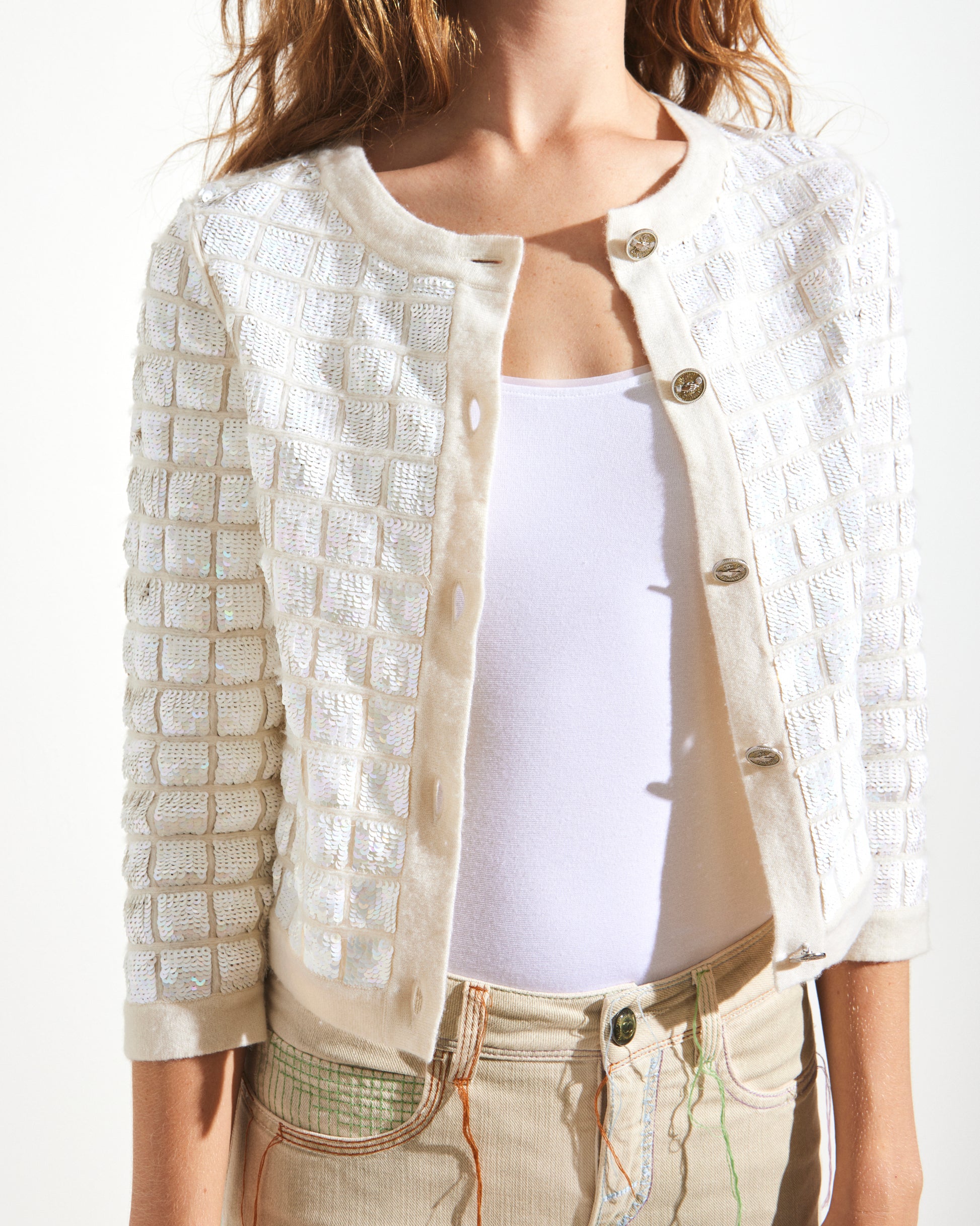 Chanel Sequin Cropped Sweater