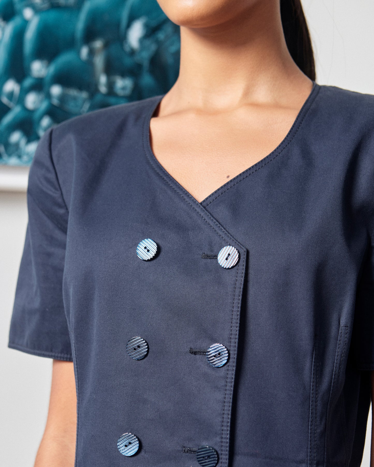 Ungaro 1990s Double Breasted Navy Dress