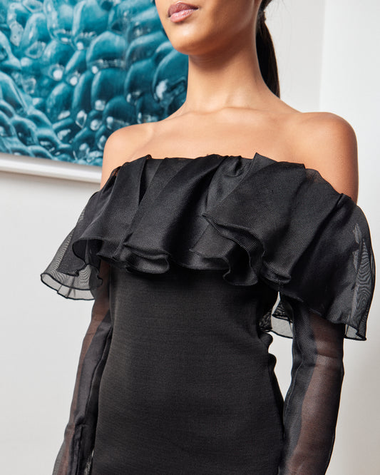 YSL Rive Gauche 1990s Ruffle Mini Dress