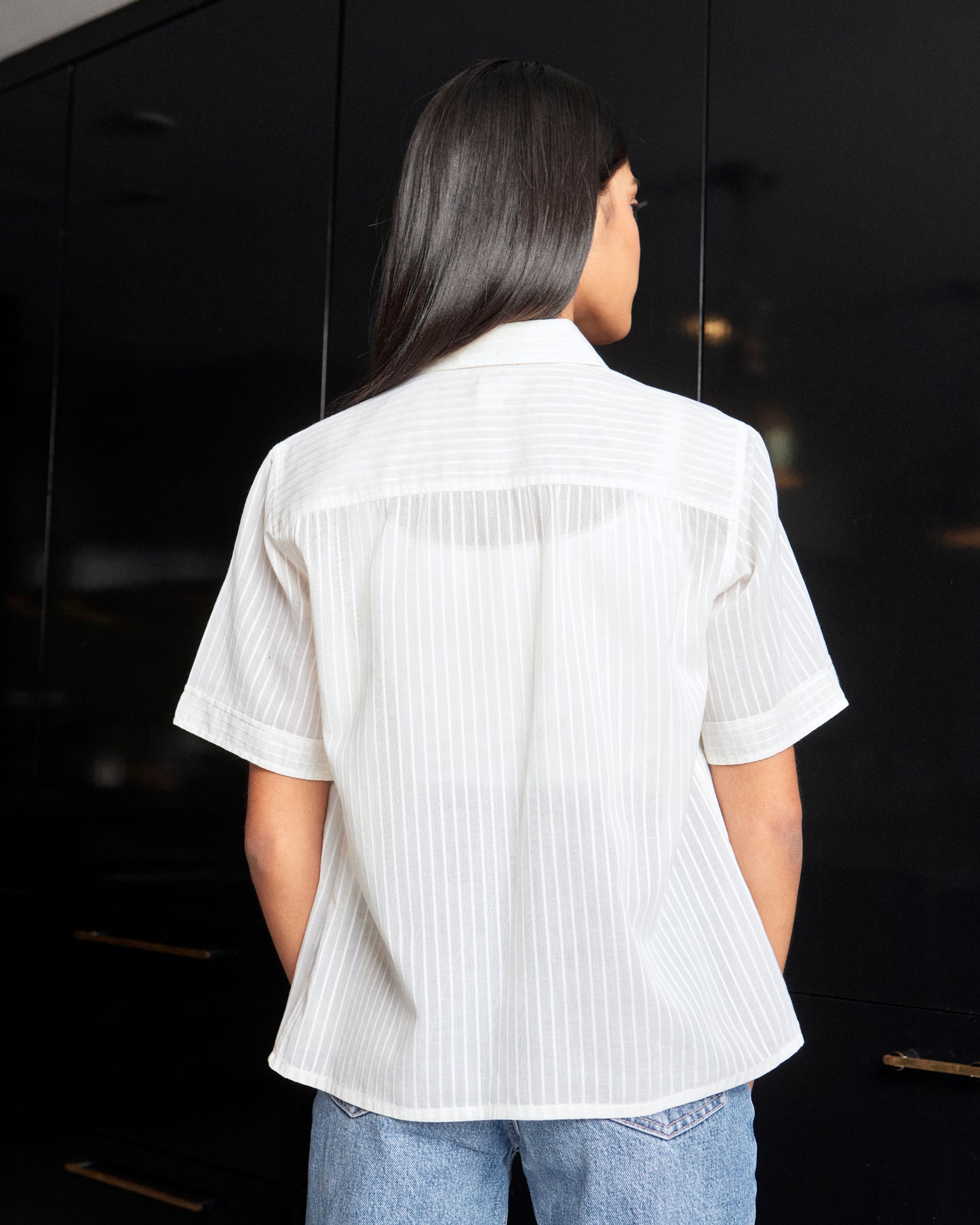 Celine Cotton Short Sleeve Blouse