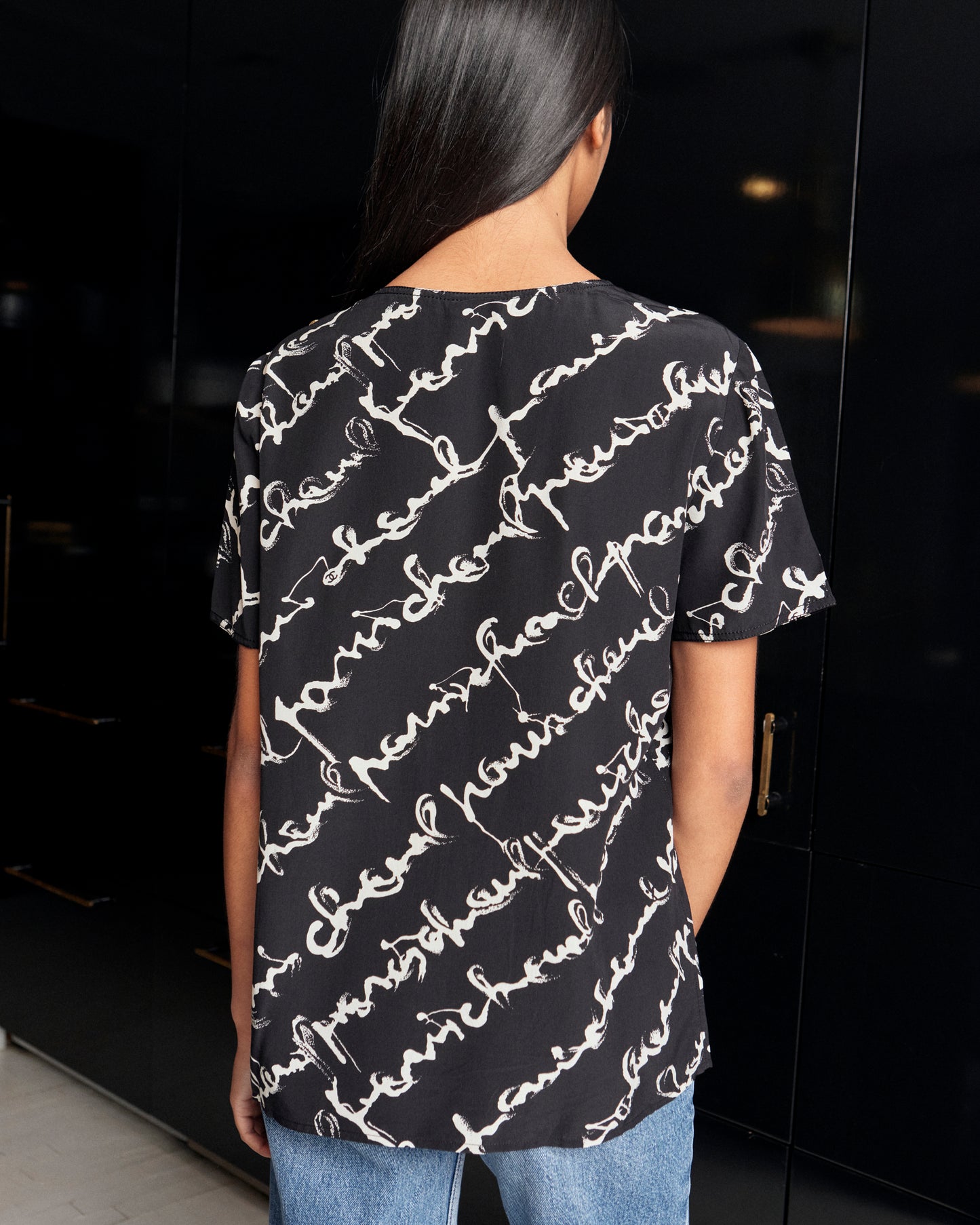 Chanel Script Short Sleeve Blouse