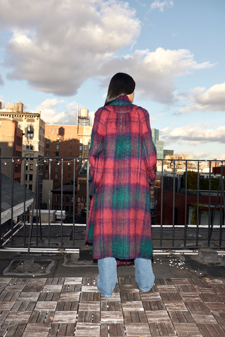 Plaid mohair sale coat