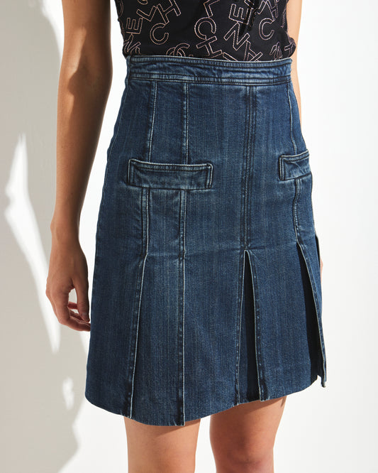 Chanel Pleated Denim Skirt