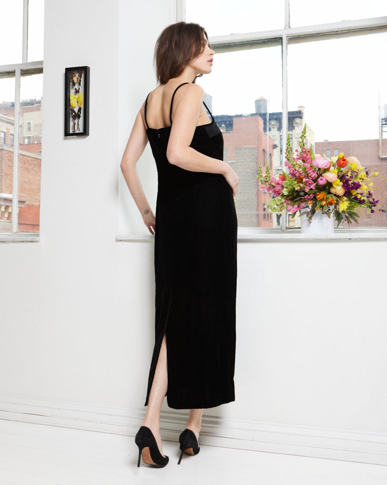 calvin klein slip dress Calvin Klein 1990s Velvet Slip Dress – Vintage Grace