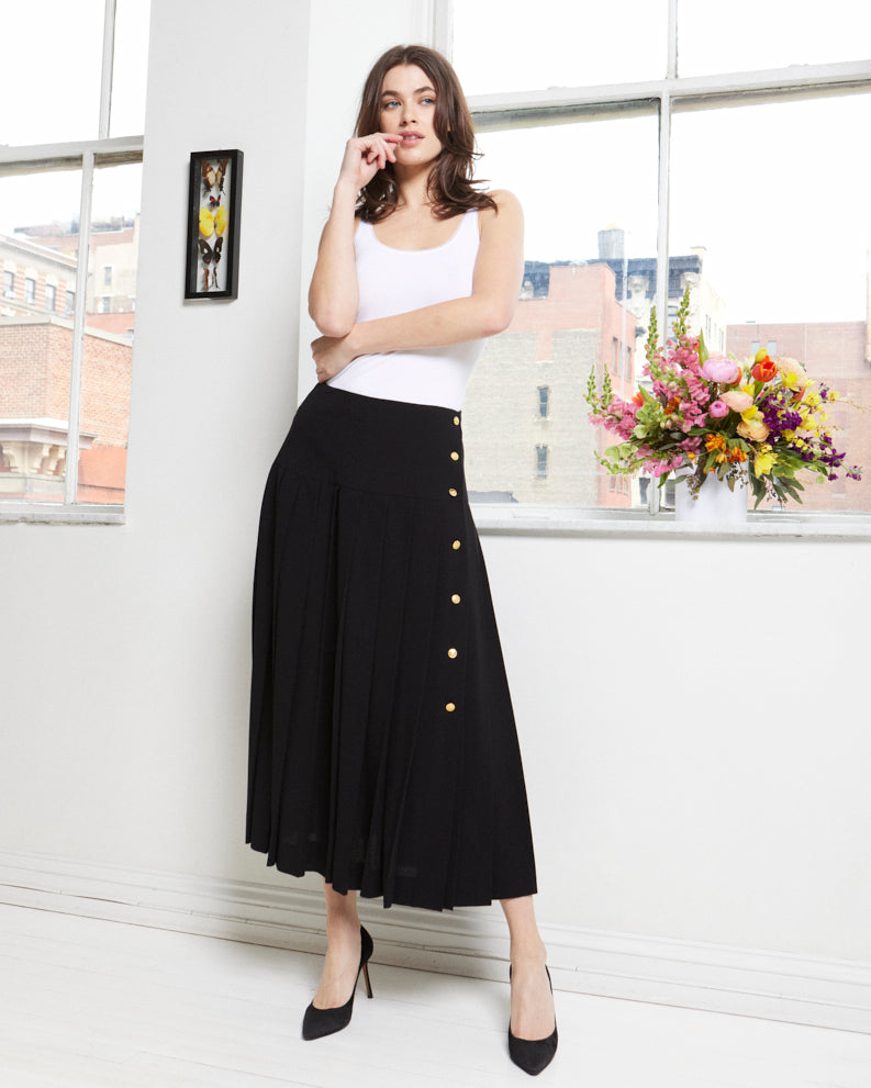 Chanel Black Pleated Skirt