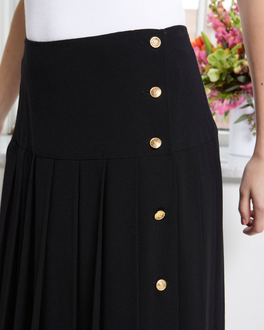 Chanel Black Pleated Skirt