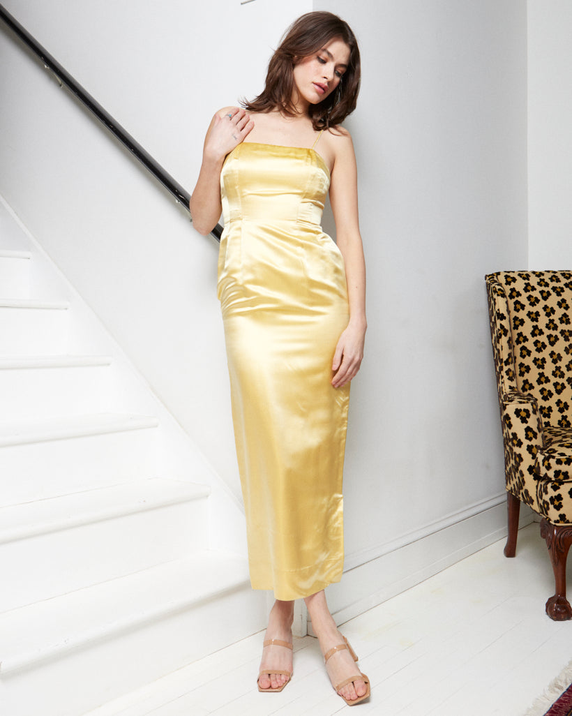 Yellow sale silk dress