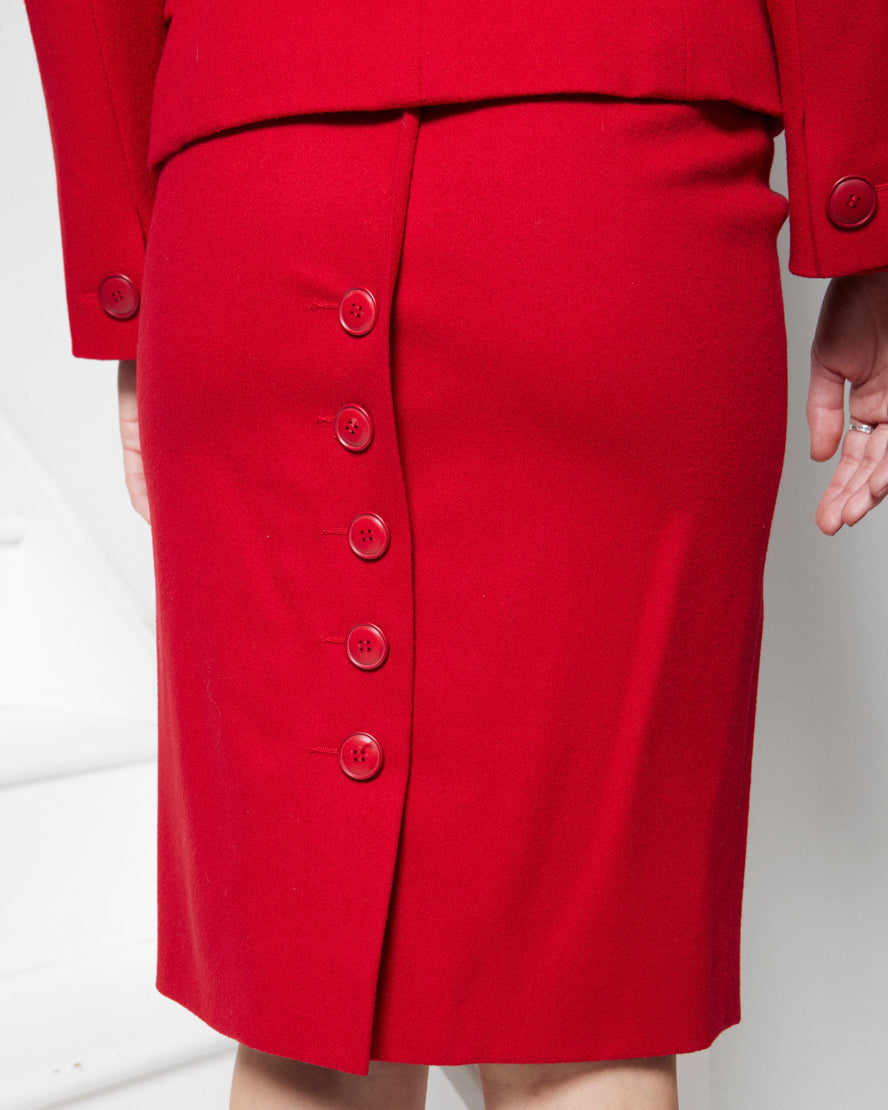 Christian Dior 1980s Red Wool Suit