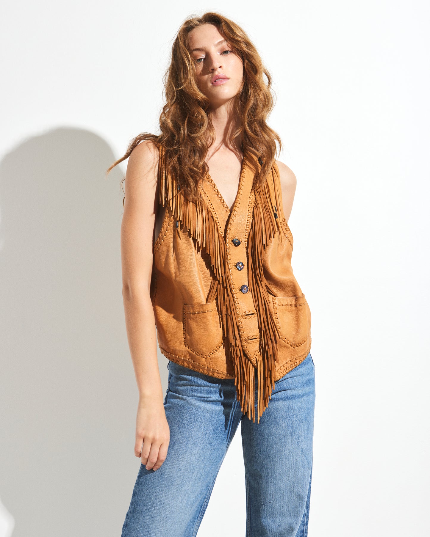 Mahopa 1990s Fringe Leather Vest